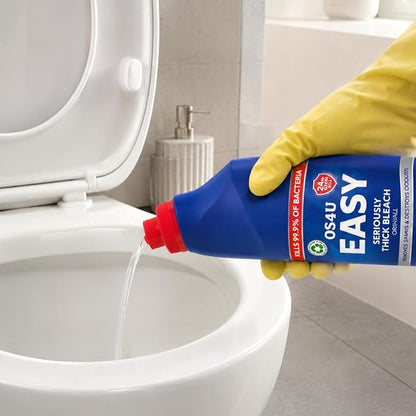 Thick Bleach Easy 24 Hour Protection Thick Toilet Cleaner 750ml Per Bottle - 12 Pack | Thick Bleach for Toilet Cleaner, Kills 99.9% Bacteria