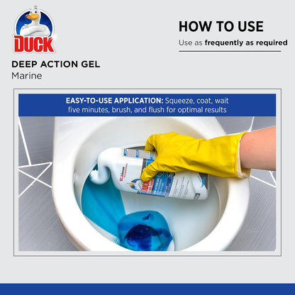 SC Johnson Professional Duck Deep Action Gel Toilet Cleaner, Marine, 750 ml | Angled neck reaches under the rim, removes limescale and mineral deposits, Kills 99.9% Germs, for professional use only