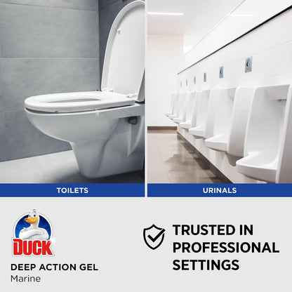 SC Johnson Professional Duck Deep Action Gel Toilet Cleaner, Marine, 750 ml | Angled neck reaches under the rim, removes limescale and mineral deposits, Kills 99.9% Germs, for professional use only
